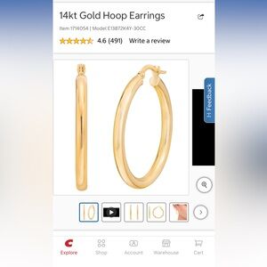 Single! 
Costco 14kt Yellow Gold Hoop Earring